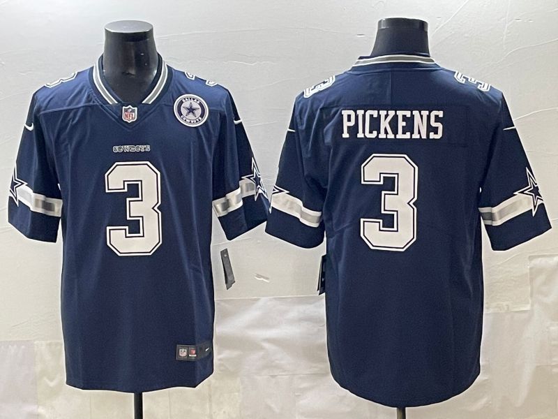 Men 2025 Dallas Cowboys 3 Pickens Drak Blue Nike Limited NFL Jersey style 2